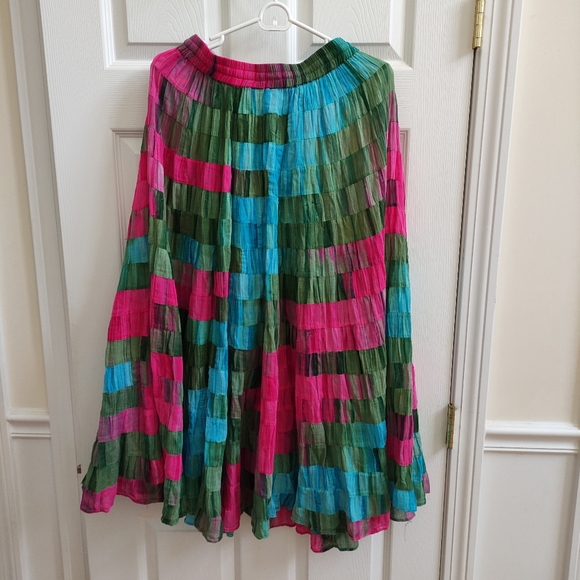 Tiered patchwork tiered maxi skirt M - Picture 2 of 6